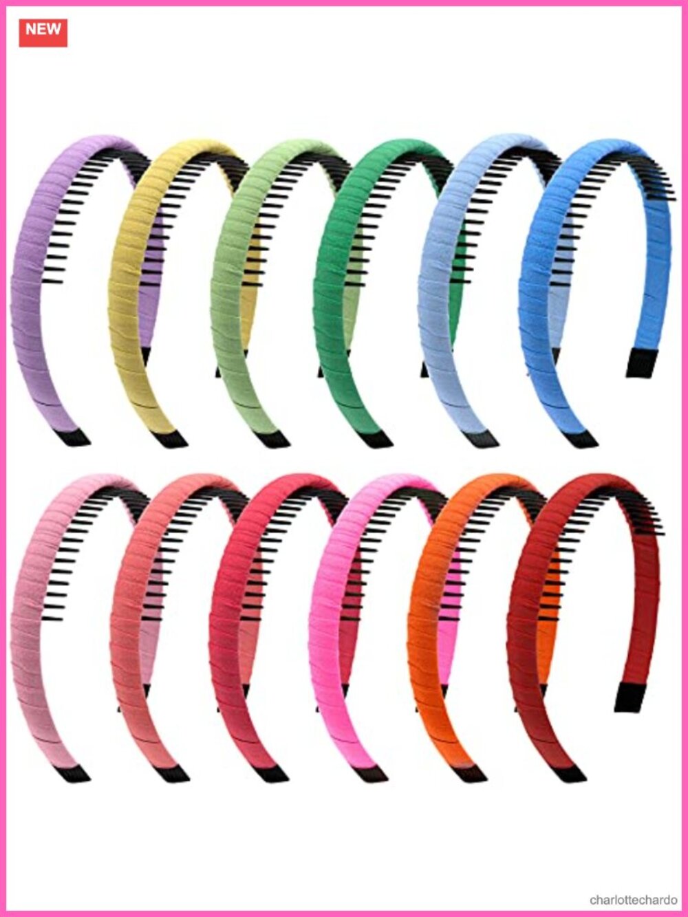 12-Pack Non-Slip Teeth Comb Headbands Plastic Satin Hair Accessories